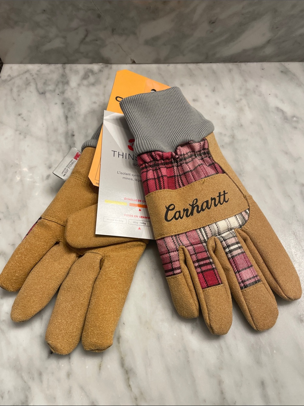 Women’s plaid Carhartt work gloves